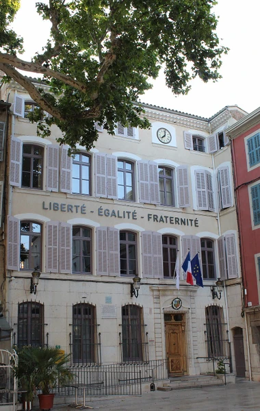 Une carte stylisée du département du Var mettant en évidence la ville de Brignoles au centre avec un marqueur ou un point de localisation distinct. Autour de Brignoles, un rayon de 20 km est indiqué par un cercle ou une zone de couleur semi-transparente couvrant les localités mentionnées (La Valette, Saint-Maximin-la-Sainte-Baume, Tourves). Le style doit être moderne et professionnel, avec une palette de couleurs adaptée à une activité automobile (bleus, gris, touches d'accent en couleur). La carte doit être claire, légible et sans texte superflu.